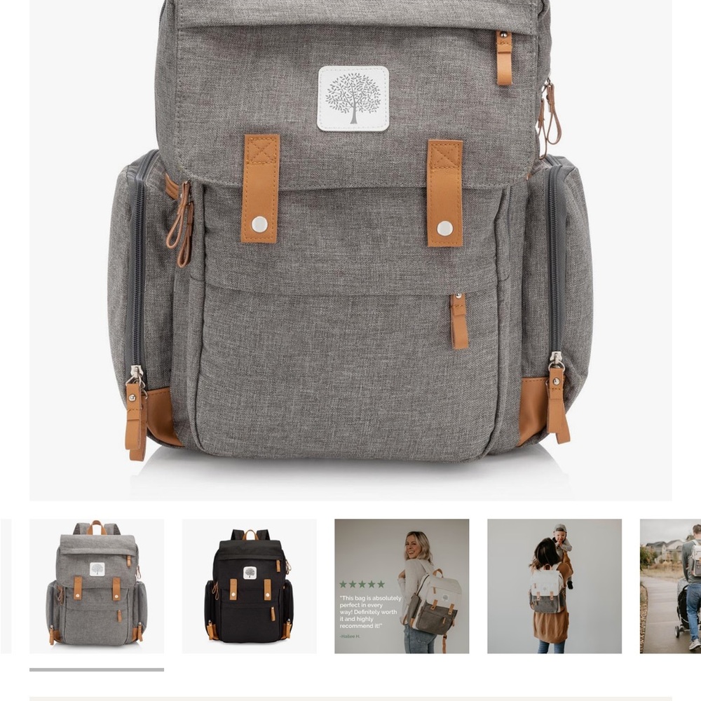 Gray Backpack with Tan Accents